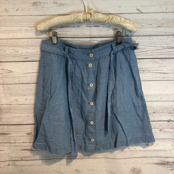 NWT Madewell Denim Button Front Tie Skirt Mini - Picture 2 of 6